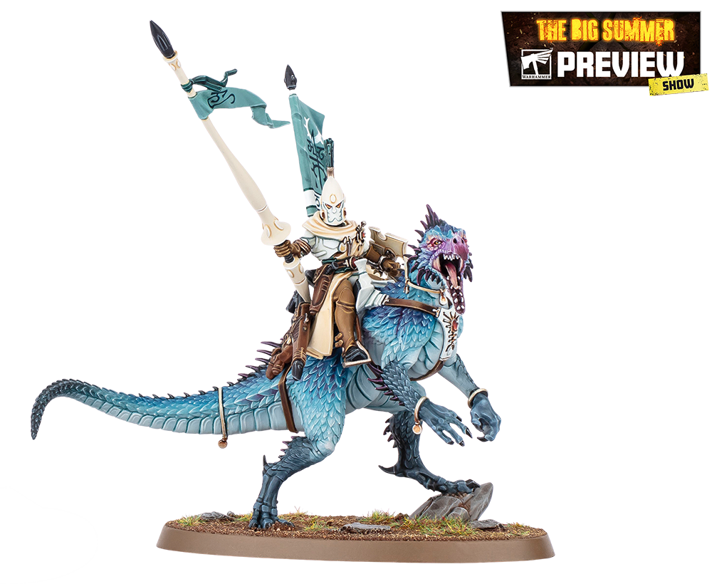 Miniatura de Cavaleiro dos Dragões Exodita armado com lança para Warhammer 40.000, vista frontal