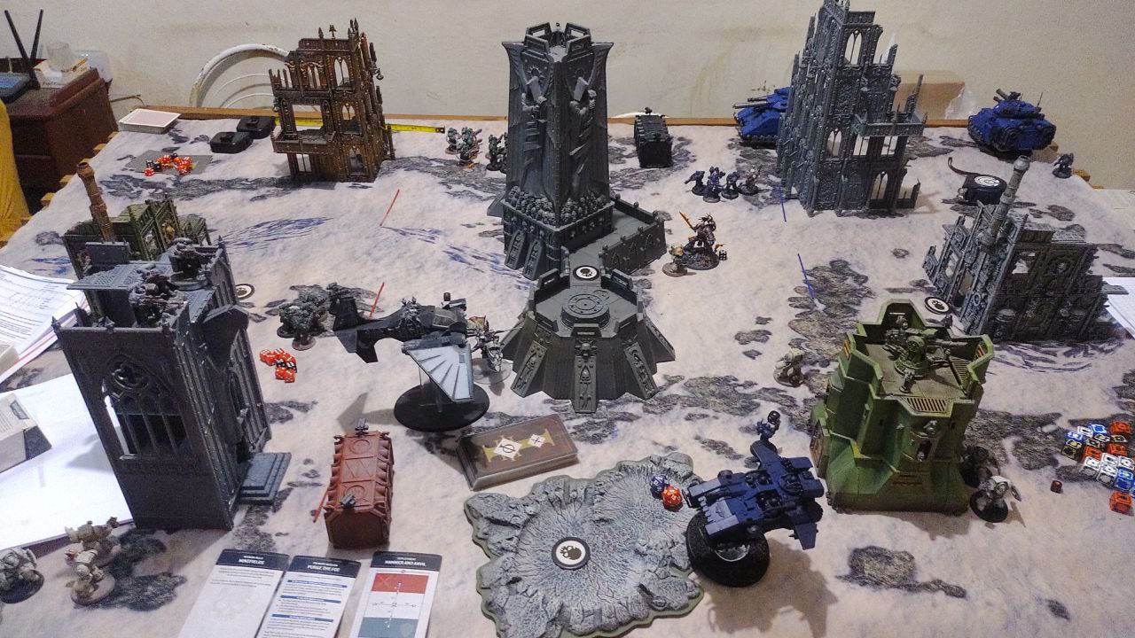 Situação ao fim da terceira rodada, com Guilliman avançando ao centro
