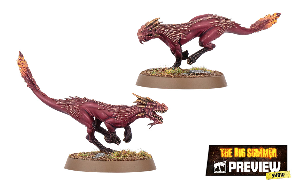 Miniaturas dos Dracólitos, feras escamosas menores que acompanham os Mestres dos Dragões