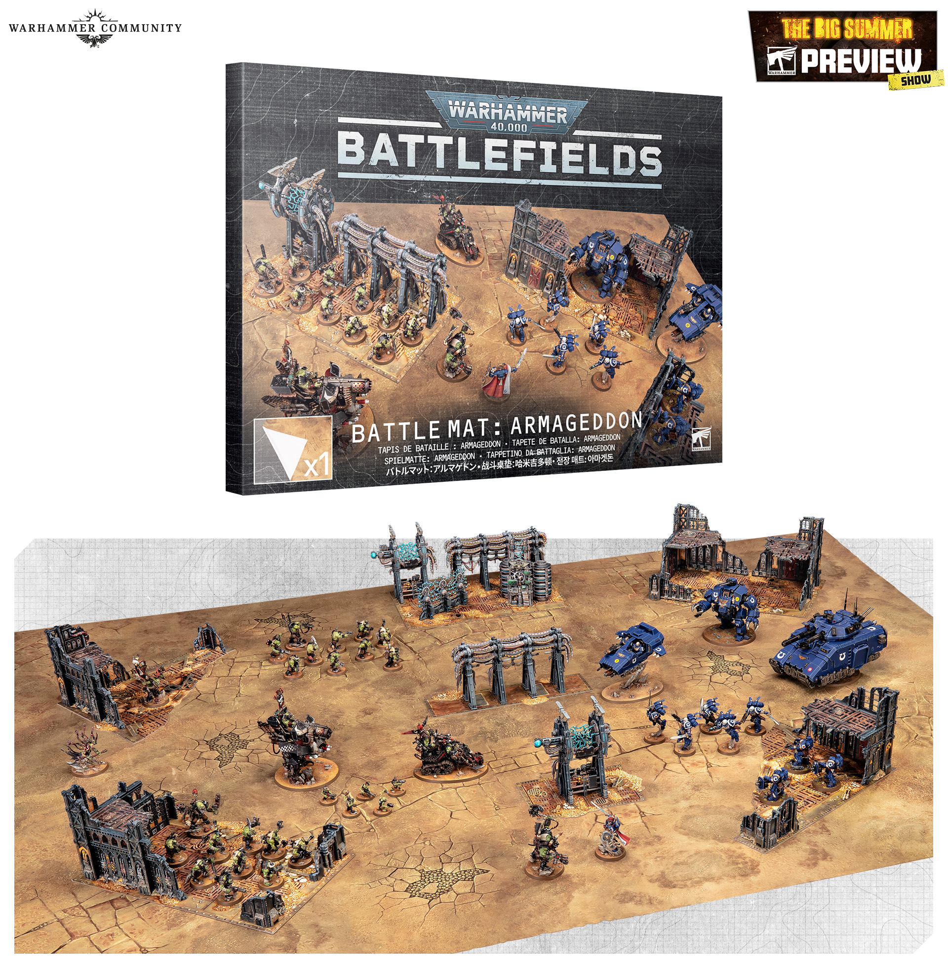 Tapete de Batalha de Armageddon de tecido para partidas do tamanho de uma Força de Ataque